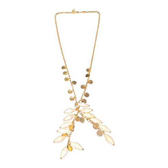 Talbots Gold chain w/discs & cream enamel necklace. AA chain 3 - Picture 2 of 4